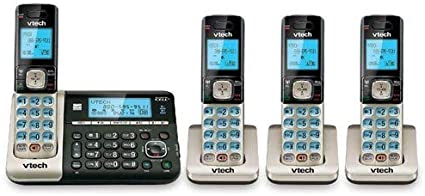 VTech DS6752-4 4-Handset DECT 6.0 Cordless Phone with Bluetooth Connect to Cell, Digital Answering System and Caller ID, Expandable up to 5 Handsets, Wall-Mountable, Silver/Black