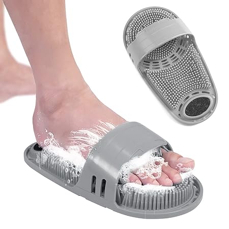 Silicone Shower Foot Scrubber Personal Foot Massage and Cleaning, Non-Slip Foot Scrubber for Men and Women(1PCS Grey)