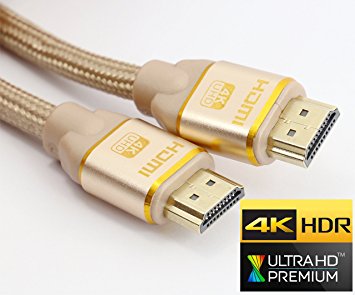 rhinocables HDMI v2.0 Cable Premium Quality GOLD BRAIDED FULL ULTRA HD TV 3DTV 4K 2160p ARC (1m)