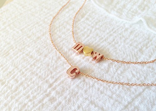A Rose Gold Initial Charm with Rose Gold Chain Bracelet