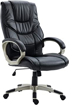 HOMCOM Computer Office Swivel Chair Desk Chair High Back PU Leather Height Adjustable w/Rocking Function (Black)