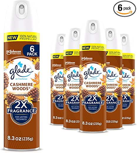 Glade Air Freshener Room Spray, Cashmere Woods, 8.3 oz, 6 Count