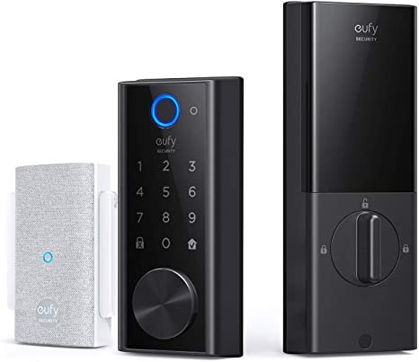 eufy Security Smart Lock Touch, Remotely Control with Wi-Fi Bridge, Fingerprint Keyless Entry Door Lock, Bluetooth Electronic Deadbolt, Touchscreen Keypad, BHMA Certified, IP65 Weatherproofing