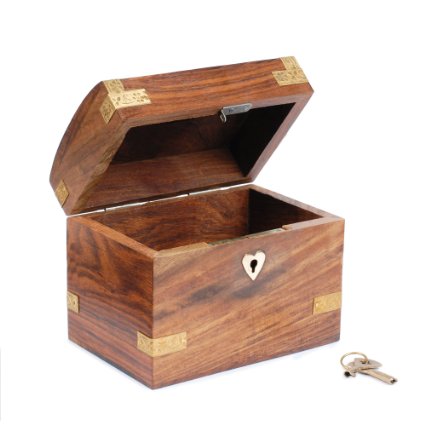 Rusticity Wooden Coin Bank - 5.25 in x 3.25 in - Treasure Chest Piggy Bank for money - Handmade from Rosewood