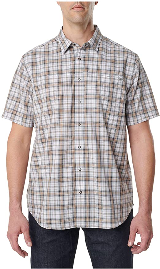 5.11 Tactical Men's Poly-Cotton Hunter Plaid Short Sleeve Shirt, Style 71374