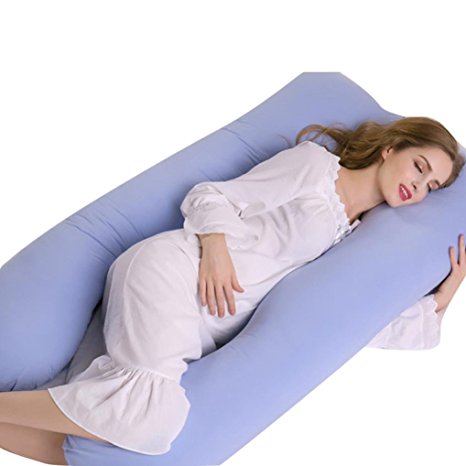 Balakie Pregnant Pillow, Mom Cozy Total Body Pillow - Maternity / Pregnancy Pillow - Prenatal Postpartum Side Sleeper U-Shaped Pillow/Utero Pillow(Blue)