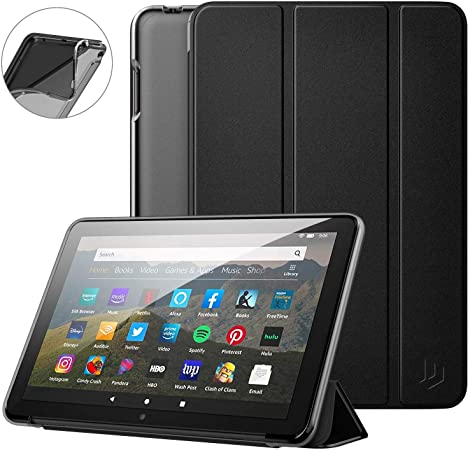 Dadanism All-New Kindle Fire HD 8 Tablet Case and Fire HD 8 Plus Cover(10th Generation 2020 Release), [Flexible TPU Translucent Back Shell] Ultra Slim Lightweight with Auto Sleep/Wake - Black
