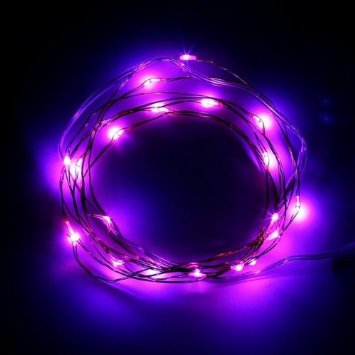 BINZET Purple Lights Copper LED Strings AA Battery-Operated Copper Wire Super-bright Party Lighting Decorative Lights
