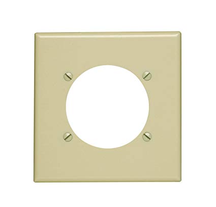 Leviton 80530-I 2-Gang Flush Mount 2.465-Inch Diameter, Device Receptacle Wallplate, Device Mount, Midway Size, Ivory