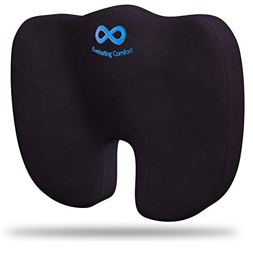 Everlasting Comfort 100% Pure Memory Foam Luxury Seat Cushion Orthopedic Design To Relieve Back Sciatica Coccyx and Tailbone Pain - Perfect for Your Office Desk Chair