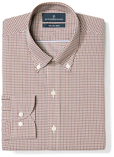 Amazon Brand - BUTTONED DOWN Men's Slim Fit Gingham Dress Shirt, Supima Cotton Non-Iron