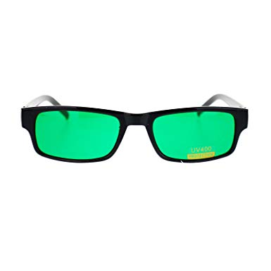 Mens Small Face Snug Fit Color Lens Rectangular Plastic Frame Sunglasses