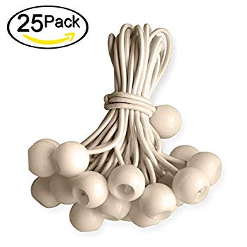 ABCCANOPY Heavy Duty Ball Bungee Canopy Tarp Tie Down Cord Elastic String Ball Bungee tarp Ball Ties (6" Beige 25pcs)