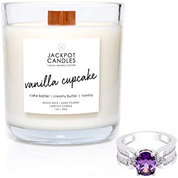 Vanilla Cupcake Candle Natural Soy Candle with Jewelry Made in USA (Surprise Jewelry Valued at $15 to $5,000) Ring Size 8