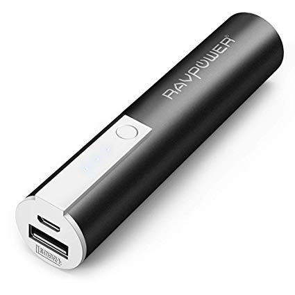 Smallest and Lightest Metal Portable Charger RAVPower Portable Charger 3350mAh External Battery Pack Power Bank 3rd Gen Luster Mini iSmart Technology Apple cablesadapters are not includedfor Phones Tablets and more-Black