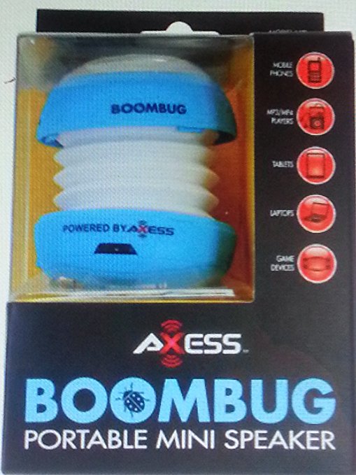 Axess SPLW11-7 Boombug Wired Mini Portable Speaker with Rechargeable Battery (Light Blue)