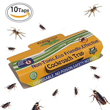 Fourheart Strong Sticky Glue Cockroach Traps for Home Pest Control Kill Roacheds Ants Spiders and other Bugs Insects with Bait Included, Non-Toxic and ECO-Friendly - 10 Pack
