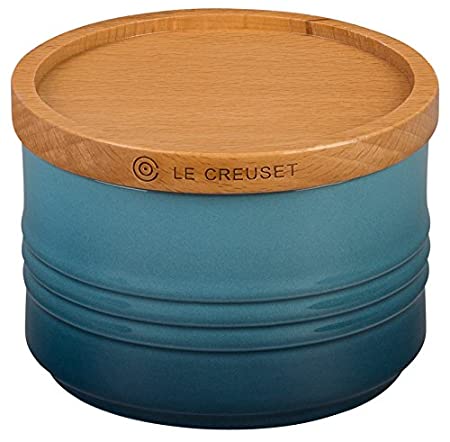 Le Creuset of America PG1515-106M Le Creuset Stoneware 12OZ. Canister with Wood Lid-Marine, 12 oz