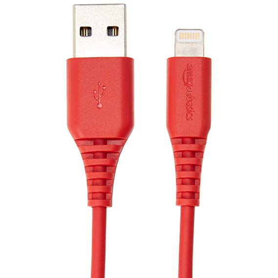 AmazonBasics Lightning to USB A Cable - MFi Certified iPhone Charger - Red, 4-Inch