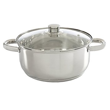 Ecolution Pure Intentions Dutch Oven – Features Tempered Glass Lid, Stay-Cool Handles, and Encapsulated Bottom – Oven Safe – Curbside Recyclable Stainless Steel – 5 Quarts