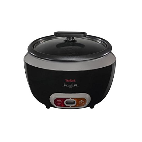 Tefal Cooltouch Rice Cooker RK1568UK, Steam Basket, Glass lid, Removable Bowl - Black