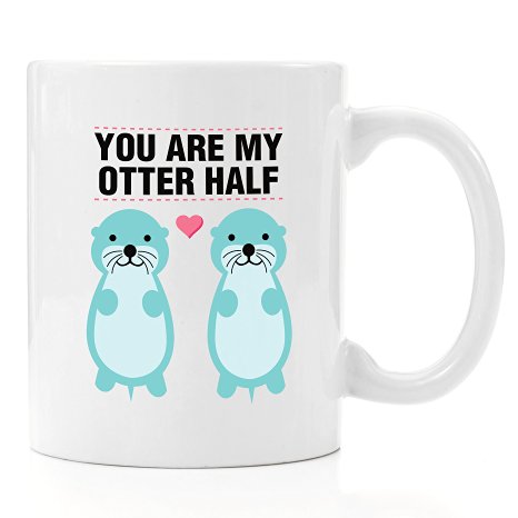 Otter Half Coffee Mug 12 oz - Anniversary gifts for Her, Wedding Anniversary Gifts for Her, Birthday Gifts for her, Perfect gift for Her, Romantic Gifts for her, Engagement Gifts for Her