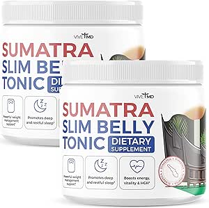 Sumatra Slim Belly Tonic Powder, Sumatra Slim Body Tonic Reviews, Sumatra Powder, Sumatra Slim Tonic Maximum Strength Dietary Supplement with BCAA, Vitamin B6, L-Glutamine (2 Pack)