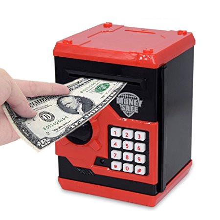 APUPPY Cartoon Password Piggy Bank Cash Coin Can,Electronic Money Bank,Birthday Gifts Toy Gifts for Kids (Black)