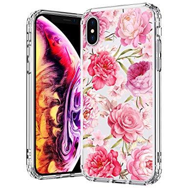 MOSNOVO Case for iPhone Xs/iPhone X, Girls Blossom Floral Flower Pattern Transparent Clear Design Plastic Back Phone Case with TPU Bumper Protective Case Cover for Apple iPhone X/iPhone Xs