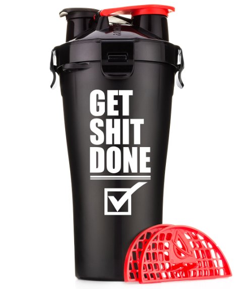 Hydra Cup - Dual Threat Shaker Bottle, 28 Ounce (1, Get Shit Done)