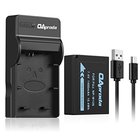 OAproda NP-W126 Battery and Micro USB Charger for Fujifilm NP-W126 and Fuji FinePix HS30EXR, HS33EXR, HS50EXR, X-A1, X-A2, X-E1, X-E2, X-M1, X-Pro1, X-T1, X-T2, X-T10 (More slim,Light Weight)