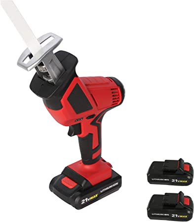 20-V Reciprocating Saw Max Lithium-Ion Cordless Reciprocating Saw, w/2 Batteries, One Hand Compact Reciprocating Saw kit w/Blades and Tool Case, for Outdoor Pruning, Wood, Plastic, Bone