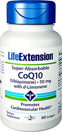 Life Extension Super-Absorbable COQ10 with D-Limonene, 50mg 60 Softgels