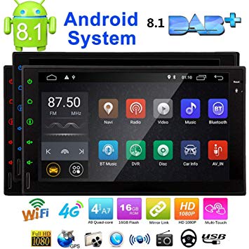 Eincar 7 inch Android 8.1 Oreo Car Stereo 2 Din in Dash GPS Navigation Radio Bluetooth Head Unit Support Phone Mirroring CAM-in OBD2 4G/3G WiFi Full Touch Panel Car Player