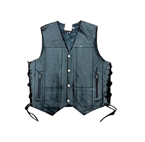 Men's Leather 10 Pockets Motorcycle Biker Vest New All Sizes (XL (CHEST 44-46 INCHES))