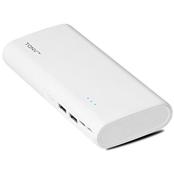 Tonv Portable Power Banks 10000mah Black Slim Type with Dual-port Usb Charger Design for Samsung and Iphone and more (White)