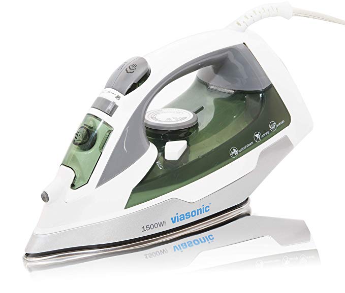 Viasonic Signature 1500W Steam Iron - Anti-Drip & Self-Cleaning, Anti-Calcium, Vertical Steam - Stainless Steel Soleplate - XL 300ML Tank - Steam, Spray, or Dry - ETL Listed