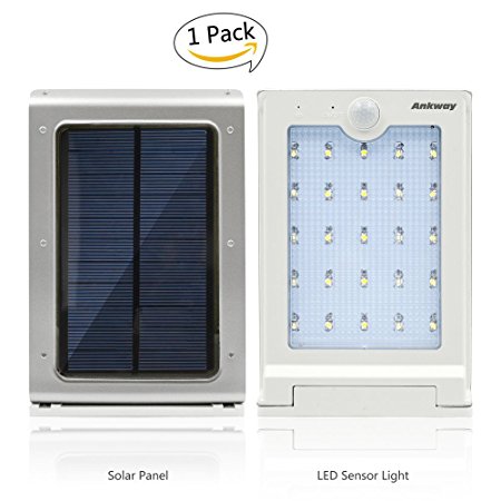 [Heavy Rain Proof ] 25 LED Solar Motion Sensor Light Outdoor with Dusk to Dawn Dark Sensing Auto On / Off Fence Lights, Outdoor, Patio, Wall Light (1 Pack)