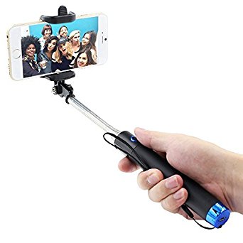Bluetooth Monopod Selfie Stick,Foldable Self-portrait Monopod Selfie PoleExtendable Selfie Stick with Remote Shutter for iPhone 6, iPhone 6 Plus, iPhone 5 5s 5c, Android Samsung S4,S5,S6,Note 3,Note 4(black/blue)