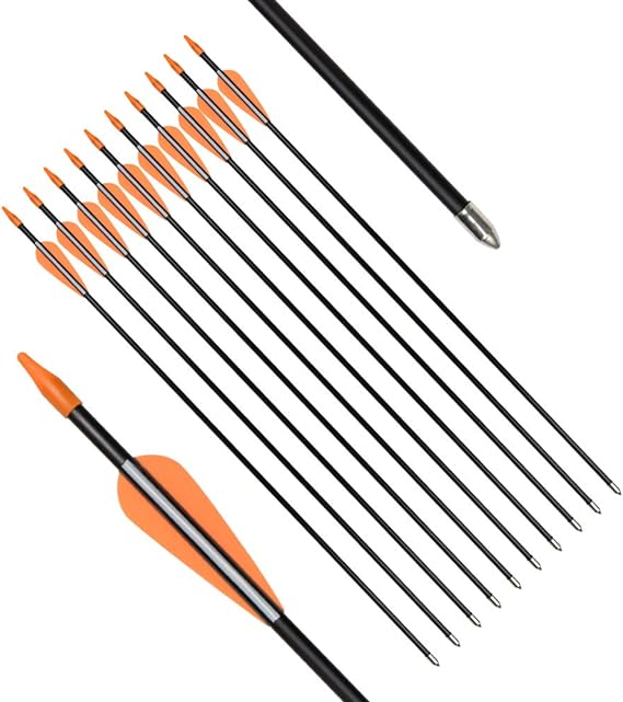 Practice Fiberglass Arrows Archery 24 26 28 30 Inch Target Shooting Safetyglass Recurve Bows Suitable for Youth Children Woman Beginner 6 / 12PCS