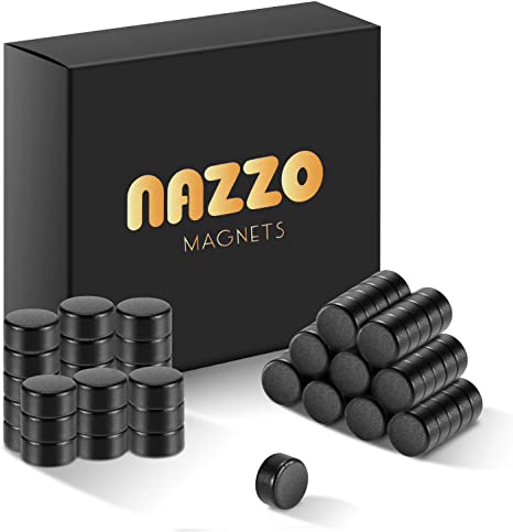 NAZZO Round Refrigerator Magnets, Whiteboard Magnets, Mini Ceramic Disc Fridge Magnets, Small Button Magnets for Office, Hobbies and Crafts, 6×3mm 70Pcs, Black