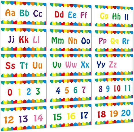 Alphabet Banner Number Banner Alphabet Wall Classroom Decorations Bulletin Board Border with Adhesive Glue Point Dots for Toddler Kids Students