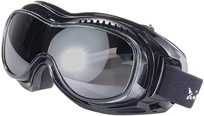 Pacific Coast Feather Airfoil Black Goggles with Anti Fog Smoke Silver Mirror Polycarbonate Lens with - One Size