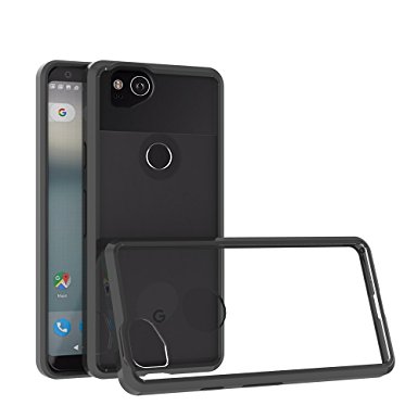 Google Pixel 2 Case,Pixel2 case - Suensan Armor Clear PC Back TPU Shock Absorption Technology Raised Bezels Protective Cases Cover for Google Pixel2 phone (Black clear)