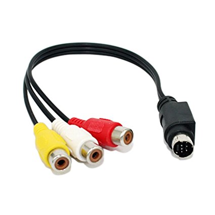 HDE 7-Pin S-Video Mini DIN Male to Triple RCA Female Audio / Video A/V Adapter Cable