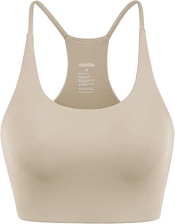 ODODOS Halter Sports Bra for Women Non Padded Strappy Cropped Tops Workout Yoga Crop