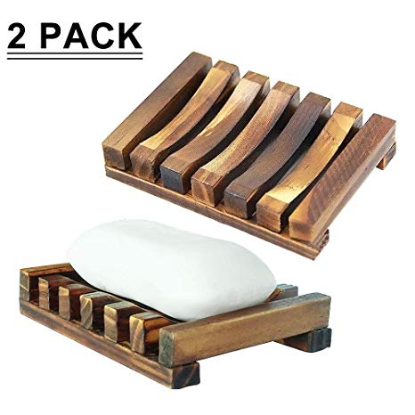 SAYGOGO Bathroom Wooden Soap Case Holder, Rectangular Hand Craft, Natural Wooden Holder for Sponges