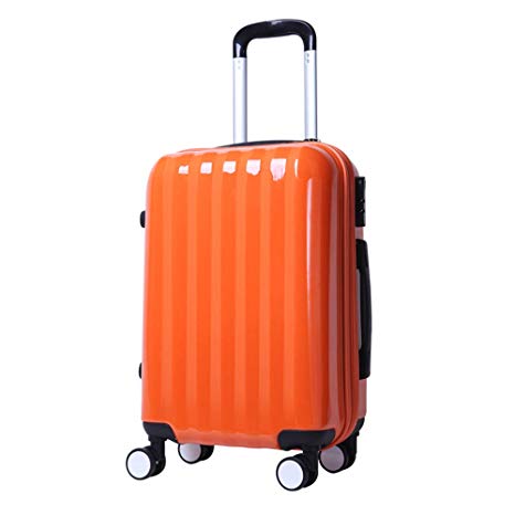 NEWCOM Carry On Luggage Hard Shell 20 Inch ABS PC Orange Small Trolley Rolling Suitcase with Spinner Wheels for Fluent Travelers