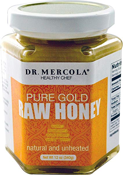 Dr. Mercola, Pure Gold Organic Raw Honey, 16 Servings, 1 Jar, Extra Virgin, Gluten Free