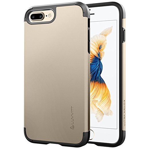 iPhone 7 Plus Case, LUVVITT [Ultra Armor] Shock Absorbing Case Best Heavy Duty Dual Layer Tough Cover for Apple iPhone 7 PLUS - Gold
